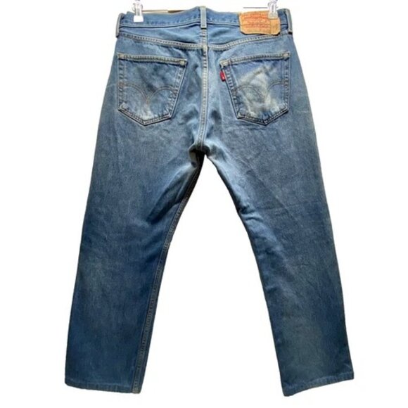 Vintage Levi’s 501XX Blank Tab Jeans Men's 34x31Blue Hemmed 30" Button Fly Denim - Picture 8 of 16